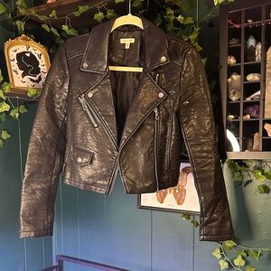 Silence + Noise Dark pleather Moto Jacket